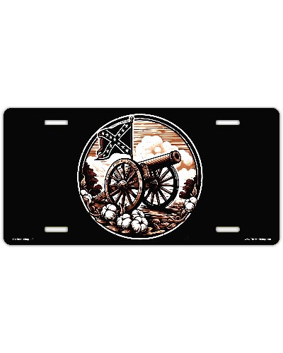 Confederate Battle Flag cotton and cannon sublimated car tag
